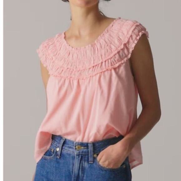 J. Crew Tops - J.Crew Rosalie top in cotton‎ voile pink